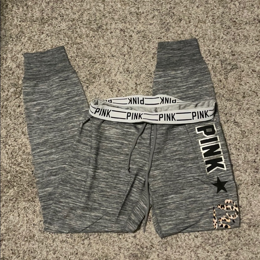 PINK gray heathered joggers